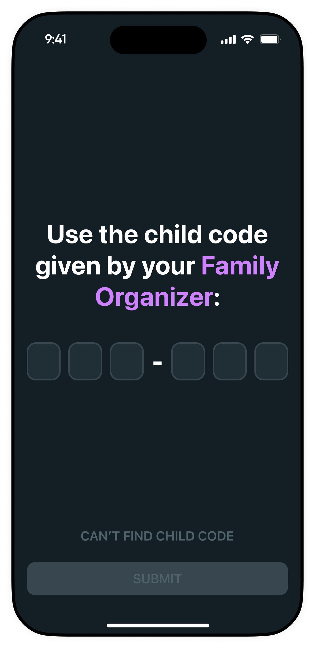 Step 5: Enter pairing code in KidoPal Junior app on child device